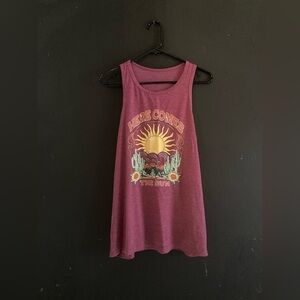 Women's Maroon Graphic Tank Top